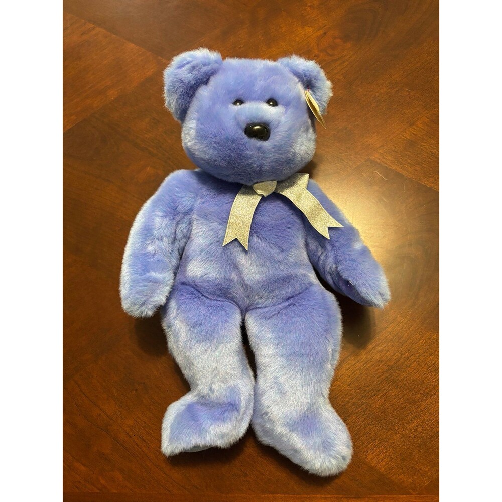 Ty Large Beanie Buddy Original Clubby II Blue Bear Club Plush Bear 1999 13”